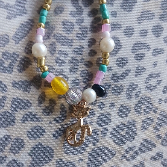Colorful Beaded Cat Charm Bracelet - Picture 1 of 1